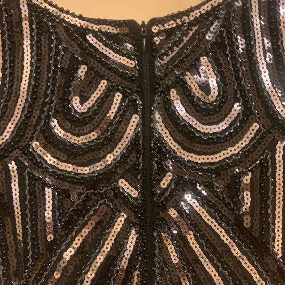 This dress is beautiful retro stying Size XS or S Black and silver beadwork - Picture 1 of 7